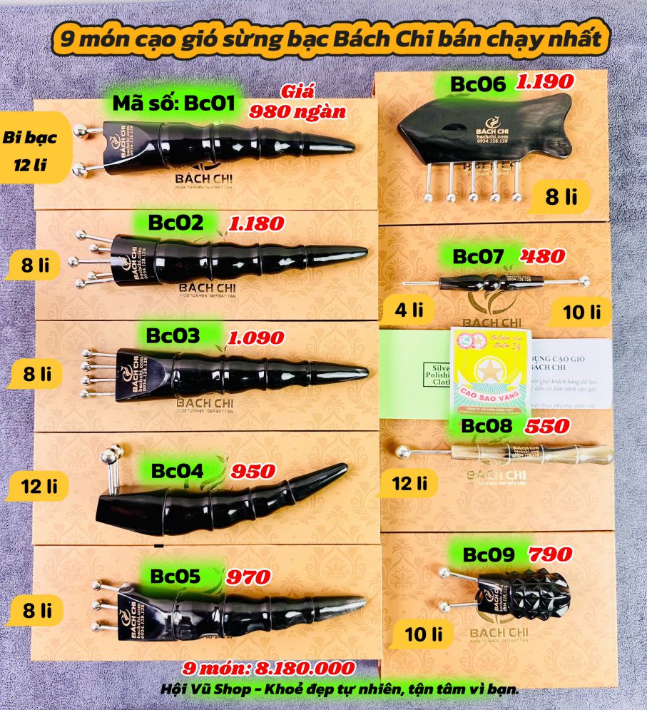 9 món cạo gió sừng bạc Bách Chi